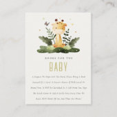 赤ちゃんシャワー用かわいい野生のジャングル動物の子供の本 エンクロージャーカード (正面)