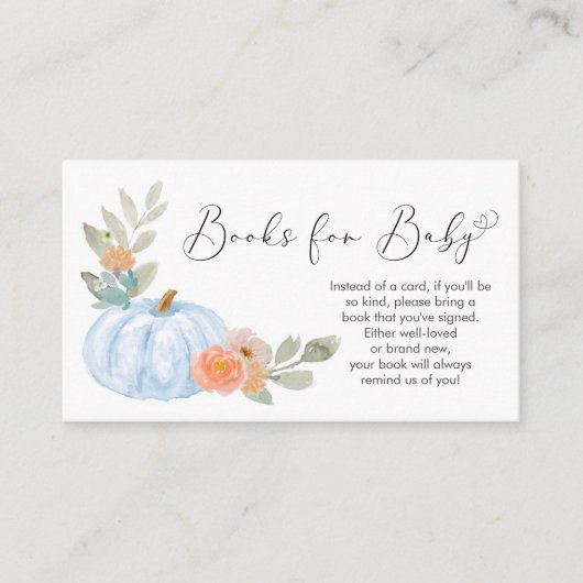 赤ちゃんシャワー用のかぼちゃの本 エンクロージャーカード (正面)