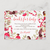 赤ちゃんシャワー用のかわいいキノコの森の本 エンクロージャーカード (正面)