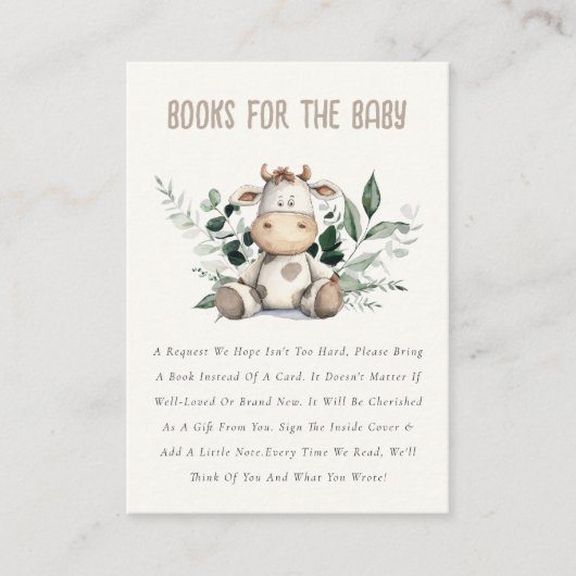 赤ちゃんシャワー用のかわいい農業牛の葉書 エンクロージャーカード (正面)