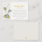 赤ちゃんシャワー用のかわいい黄色い灰色の小さなバグ本 エンクロージャーカード (正面/裏面)