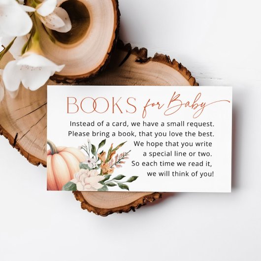 赤ちゃんシャワー用のカボチャの小さな本 エンクロージャーカード