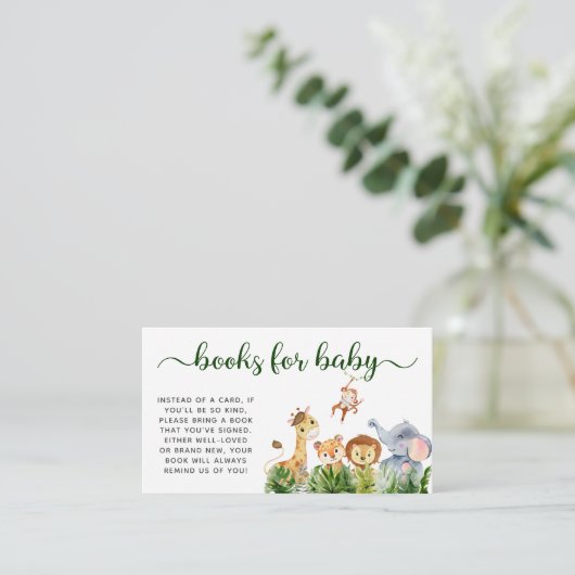 赤ちゃんシャワー用のサファリの水彩本 エンクロージャーカード (スタンド正面)