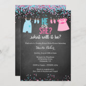 赤ちゃんシャワー用のジェンダーリビール招待状 招待状 (正面/裏面)