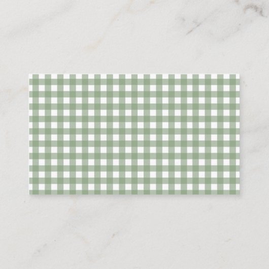 赤ちゃんシャワー用のセージのギンガムの本 エンクロージャーカード (裏面)