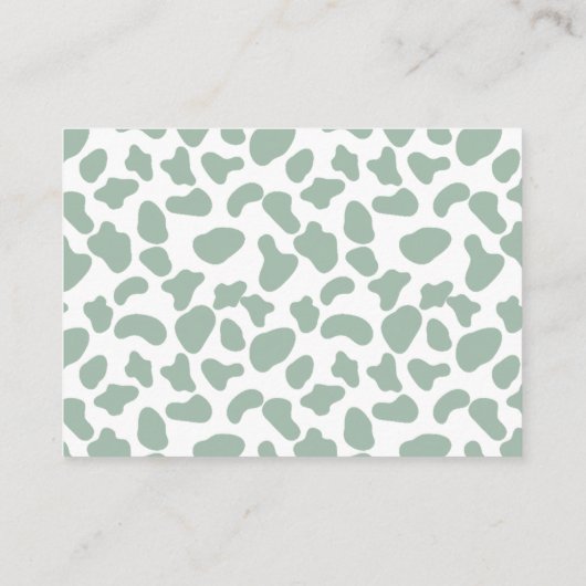 赤ちゃんシャワー用のセージ緑の聖牛本 エンクロージャーカード (裏面)