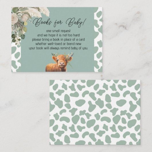 赤ちゃんシャワー用のセージ緑の聖牛本 エンクロージャーカード (正面/裏面)