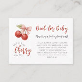 赤ちゃんシャワー用のトップブック上のピンクボウレッドさくらんぼ エンクロージャーカード (正面)