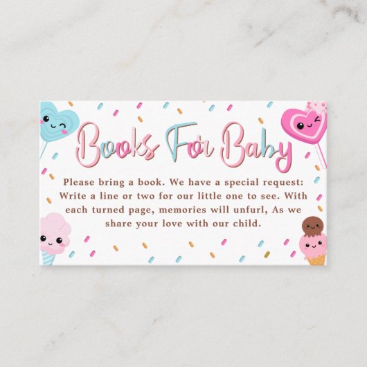 赤ちゃんシャワー用のドーナツの本を振りかける甘いお菓子 エンクロージャーカード (正面)