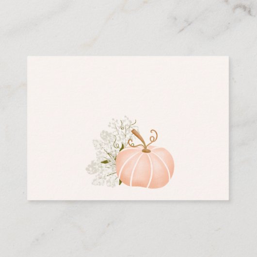 赤ちゃんシャワー用のピンクのカボチャフローラの本 エンクロージャーカード (裏面)