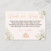 赤ちゃんシャワー用のピンクのカボチャフローラの本 エンクロージャーカード (正面)