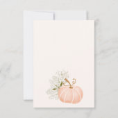 赤ちゃんシャワー用のピンクのカボチャフローラの本 サンキューカード (裏面)