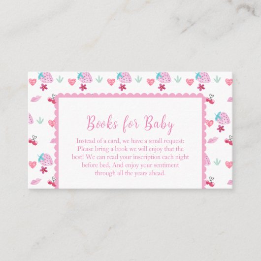 赤ちゃんシャワー用のピンクベリー甘い恋人の本 エンクロージャーカード (正面)