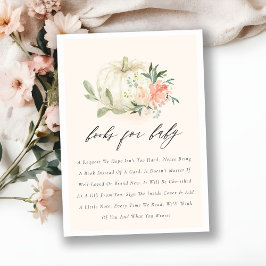 赤ちゃんシャワー用のホワイトカボチャ赤面フローラブック エンクロージャーカード