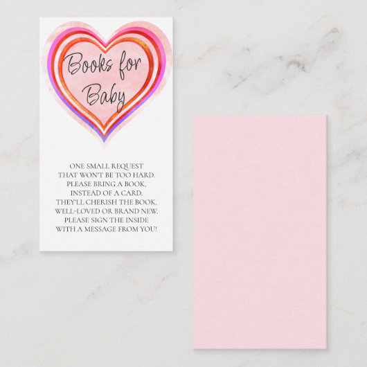 赤ちゃんシャワー用のリトルスウィートウォーター色の本 エンクロージャーカード (正面/裏面)
