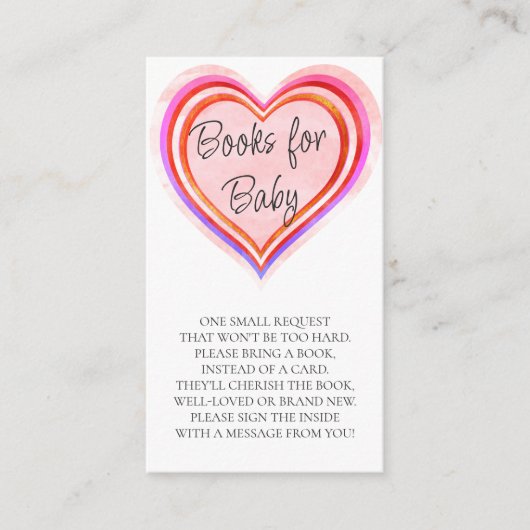 赤ちゃんシャワー用のリトルスウィートウォーター色の本 エンクロージャーカード (正面)