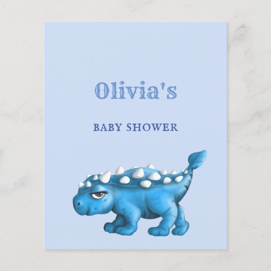 赤ちゃんシャワー用のリトルディノのブルーブック (裏面)