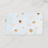 赤ちゃんシャワー用の埃っぽい青いライオンのブックリクエストカード 名刺 (裏面)