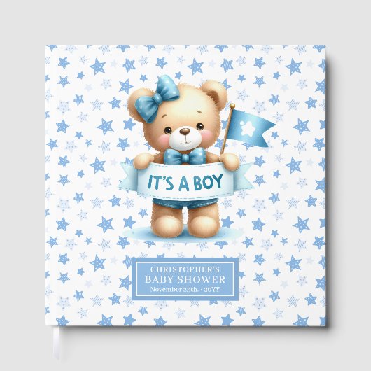 赤ちゃんシャワー用の子供用テディベアのゲストブック ゲストブック (正面)