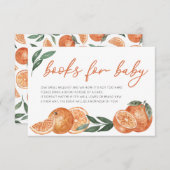 赤ちゃんシャワー用の小さなかわいこちゃんオレンジの本 エンクロージャーカード (正面/裏面)