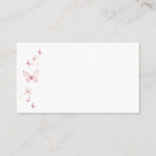 赤ちゃんシャワー用の小さな蝶ピンクの女の子の本 エンクロージャーカード (裏面)