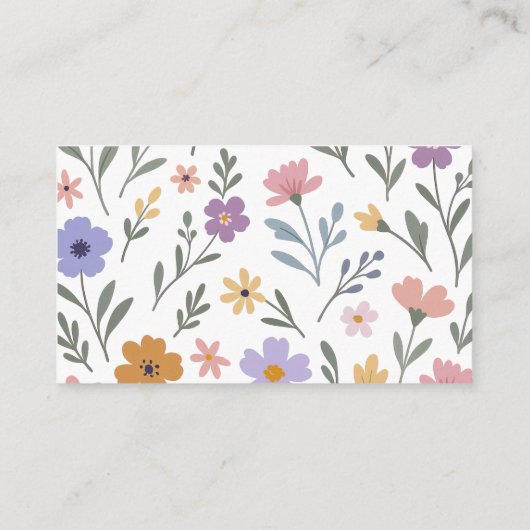 赤ちゃんシャワー用の小さな野草フローラの本 エンクロージャーカード (裏面)