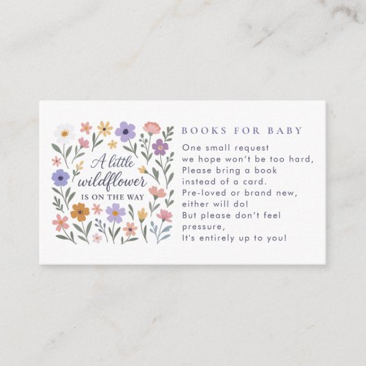 赤ちゃんシャワー用の小さな野草フローラの本 エンクロージャーカード (正面)