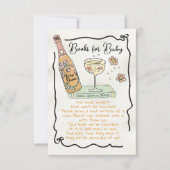 赤ちゃんシャワー用の手描きプレセコ花びらブック 招待状 (正面)