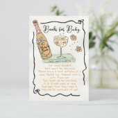 赤ちゃんシャワー用の手描きプレセコ花びらブック 招待状 (スタンド正面)