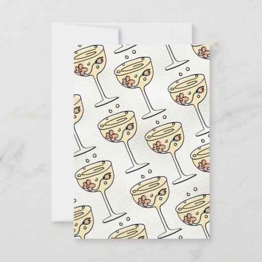 赤ちゃんシャワー用の手描きプレセコ花びらブック 招待状 (裏面)