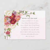 赤ちゃんシャワー用の明るい赤ピンクの白い花本 エンクロージャーカード (正面)