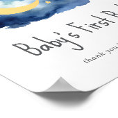 赤ちゃんシャワー用の月と星の本サイン ポスター (角)