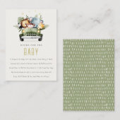 赤ちゃんシャワー用の本に登場するかわいいジャングル動物 エンクロージャーカード (正面/裏面)