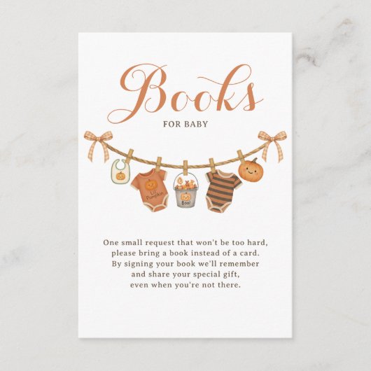 赤ちゃんシャワー用の本ハロウィーン エンクロージャーカード (正面)