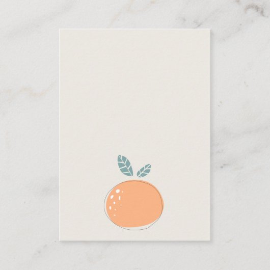 赤ちゃんシャワー用の濃い青オレンジ色のフルーティブック エンクロージャーカード (裏面)