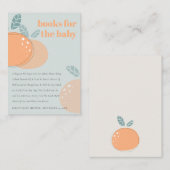 赤ちゃんシャワー用の濃い青オレンジ色のフルーティブック エンクロージャーカード (正面/裏面)