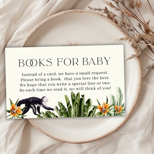 赤ちゃんシャワー用の熱帯ジャングルの少年の本 エンクロージャーカード