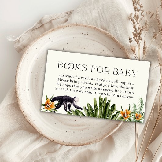 赤ちゃんシャワー用の熱帯ジャングルの少年の本 エンクロージャーカード