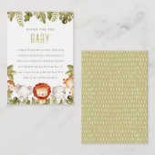 赤ちゃんシャワー用の熱帯性サファリ動物の本 エンクロージャーカード (正面/裏面)