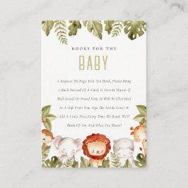 赤ちゃんシャワー用の熱帯性サファリ動物の本 エンクロージャーカード