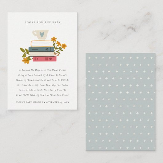 赤ちゃんシャワー用の積み重ねストーリーブックフローラブック エンクロージャーカード (正面/裏面)