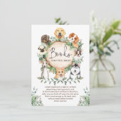 赤ちゃんシャワー用の葉緑豊かな子犬の本 エンクロージャーカード (スタンド正面)