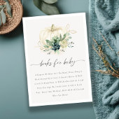 赤ちゃんシャワー用の青い多肉質のカボチャの本 エンクロージャーカード