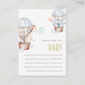 赤ちゃんシャワー用の青い熱気球動物の本 エンクロージャーカード (正面)