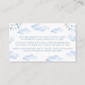 赤ちゃんシャワー用の青い飛行機テディベア弓ブック エンクロージャーカード (裏面)