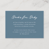 赤ちゃんシャワー用の青と白の本ベビー エンクロージャーカード (正面)