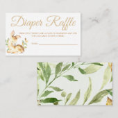 赤ちゃんシャワー用の鹿おむつラッフルカードチケット エンクロージャーカード (正面/裏面)