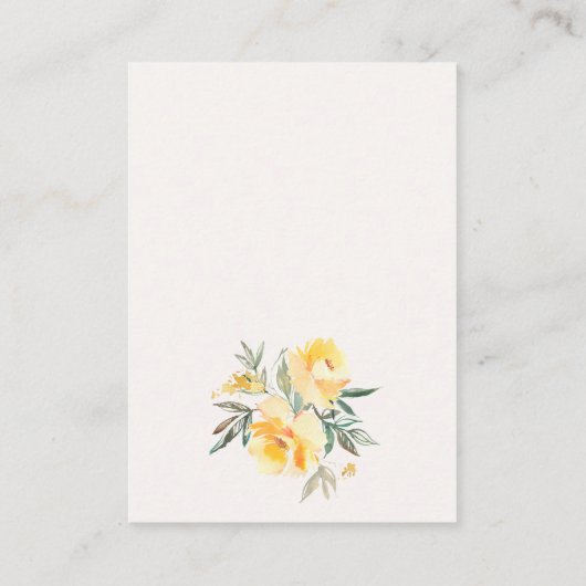 赤ちゃんシャワー用の黄色バラ花束の本 エンクロージャーカード (裏面)