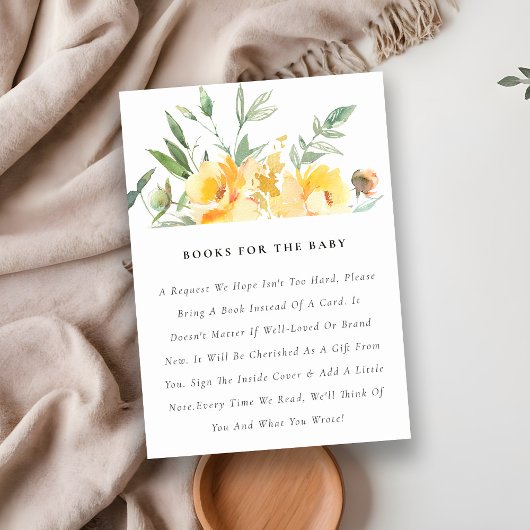 赤ちゃんシャワー用の黄色バラ花束の本 エンクロージャーカード