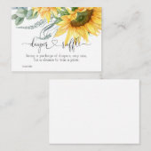 赤ちゃんシャワー用ひまわりオムツラッフル エンクロージャーカード (正面/裏面)